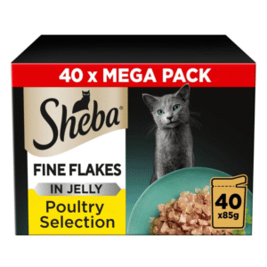 Sheba Fine Flakes Adult Wet Cat Food Pouches Mixed Poultry in Jelly 120 x 85g
