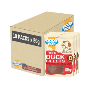 Good Boy Duck Fillets - Natural Dog Treats - Low Fat - Bulk Box - 10 x 80g