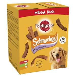Schmackos Dog Treat Mega Pack - 110 Meaty Strips, 3 Flavours (790g)