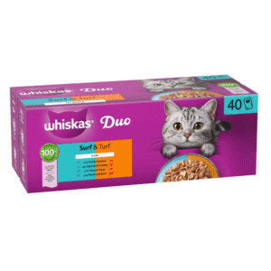 WHISKAS DUO Adult Wet Cat Food in Jelly 40x85g Surf & Turf