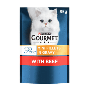 Gourmet Mini Fillets in Gravy Beef Wet Food Pouch for Adult Cat, 24 x 85g